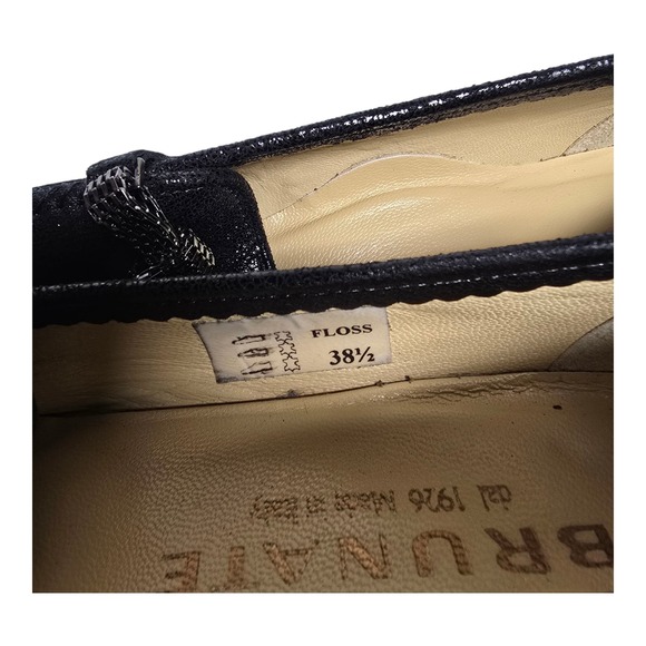 Brunate Womens Flats Shoes Sz 9 EU 38.5 Black Bow Leather Italy - Picture 8 of 9